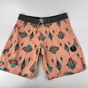 VISSLA Mens Board Shorts Coral Fish Print Quick Dry Swim Trunks Size 32